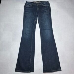 Fox Racing Bootcut Jeans Womens 3 Low Rise Slim Leg Dark Wash Blue Stretch Denim